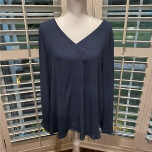 LOFT Blue Long Sleeve Relaxed Blouse